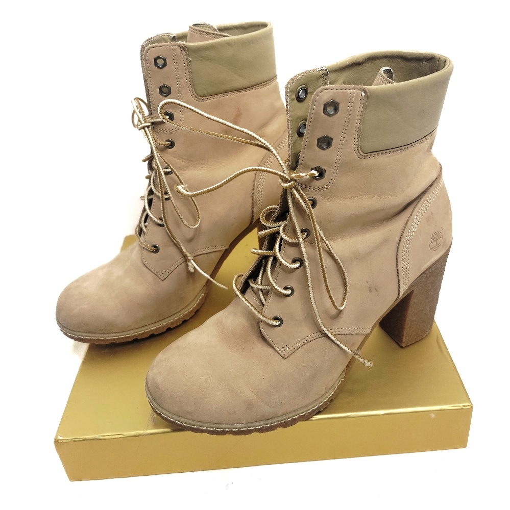 Timberland Women's Camdale Cream Heel Chunky Laceup Boots size 10 - Picture 1 of 8